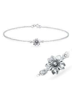 Vintage Flower Style Silver Bracelet BRS-726